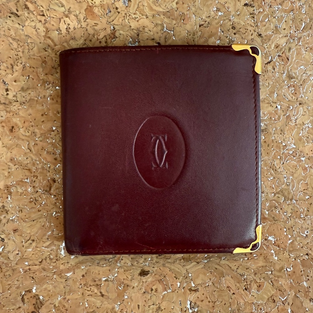 Cartier Burgundy Leather Bi-fold Wallet - Picture 2 of 14